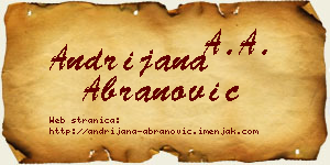 Andrijana Abranović vizit kartica